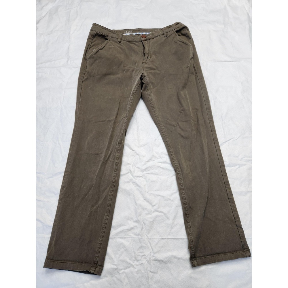 Mugsy Pants Mens 34x30 Green Olives Stretch Chino Denim Straight Leg Casual